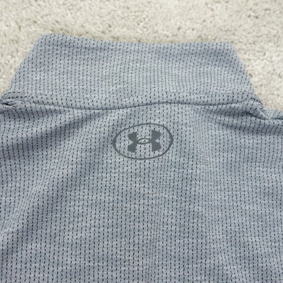 Under Armour Sweatshirt Womens Medium Gray Fitted Stretch 1/4 Zip Mock Neck - Picture 8 of 9